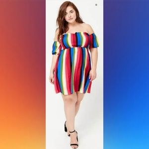 Forever 21 Plus Striped Off the Shoulder Dress